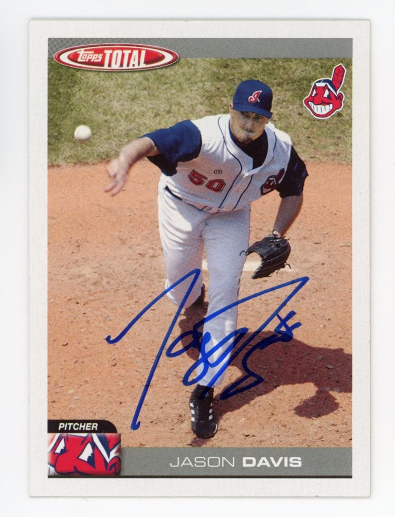 SIGNED BASEBALL CARD AUTO CLEVELAND INDIANS JASON DAVIS TOPPS TOTAL 2004 #628