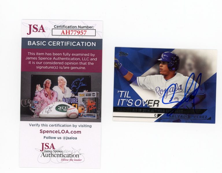 SIGNED BASEBALL CARD AUTO KANSAS CITY ROYALS 2015 TOPPS SALVADOR PEREZ JSA COA