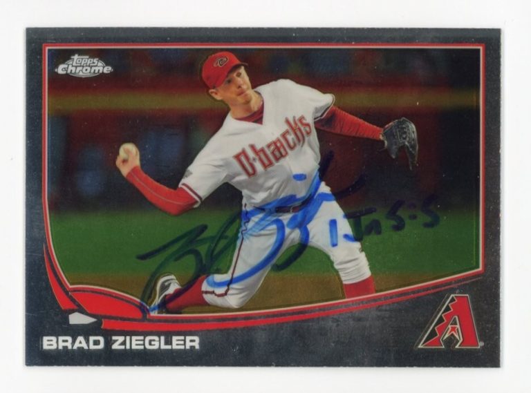 SIGNED BASEBALL CARD AUTO TOPPS CHROME 2013 BRAD ZIEGLER BIBLE VERSE DBACKS #69