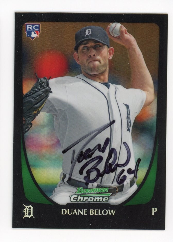 SIGNED BASEBALL CARD AUTO 2011 BOWMAN CHROME DUANE BELOW #57 REFRACTOR TIGERS RC