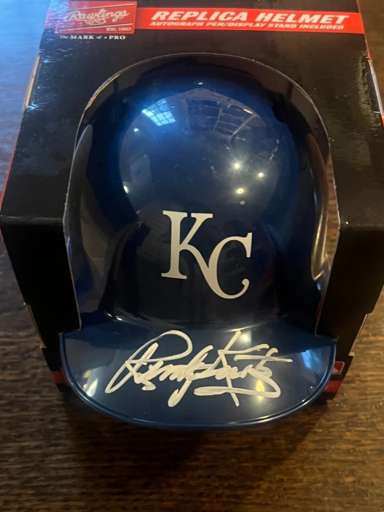 RUSTY KUNTZ SIGNED MINI BASEBALL BATTING HELMET KANSAS CITY ROYALS BAS COA