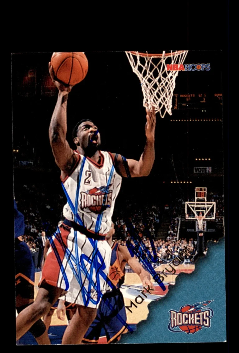 Signed Basketball Card Auto Mark Bryant 1996-97 Hoops #58 Houston Rockets