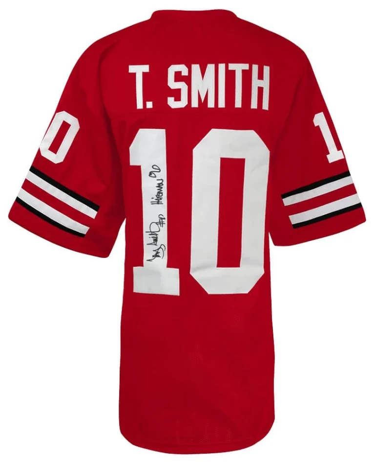 Troy Smith Signed Red Custom College Football Jersey w/Heisman'06 (SCHWARTZ COA)