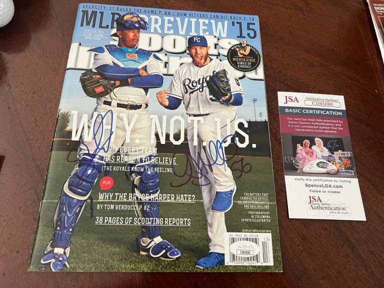 SALVADOR PEREZ GREG HOLLAND SIGNED SPORTS ILLUSTRATED KANSAS CITY ROYALS JSA COA