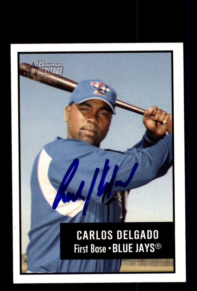 Signed Baseball Card Auto Carlos Delgado 2003 Bowman Heritage #127 Blue Jays