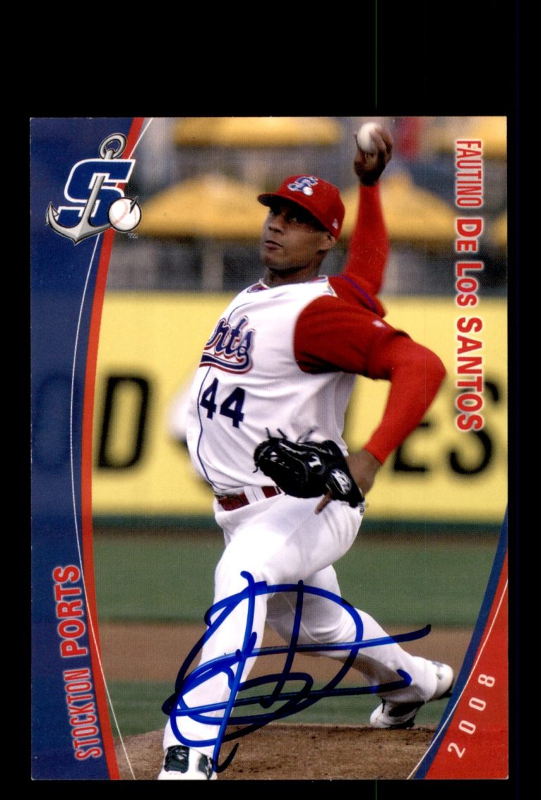 Signed Baseball Card Auto Fautino De Los Santos 2008 Stockton Ports #9
