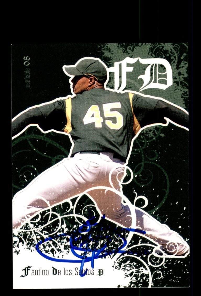 Signed Baseball Card Auto Fautino de los Santos 2008 Justifiable #JF-19 A's