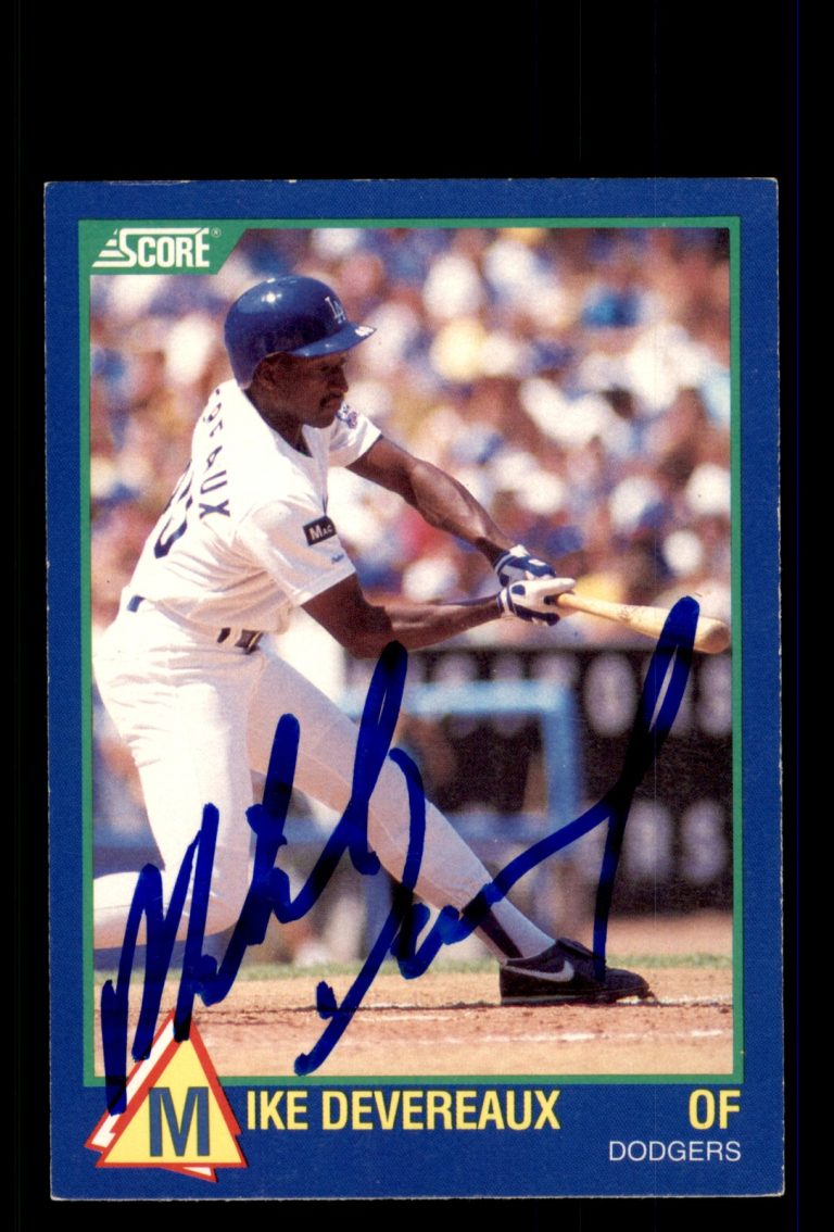 Signed Baseball Card Auto Mike Devereaux 1989 Score #11 Los Angeles Dodgers