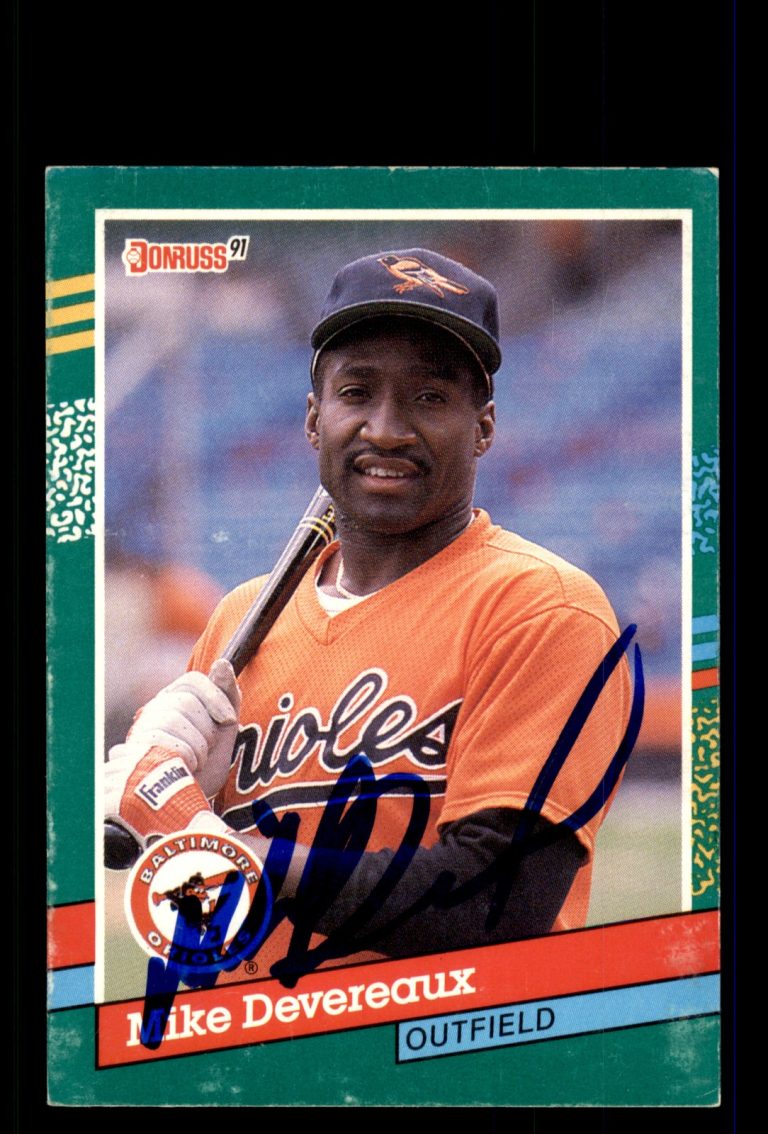 Signed Baseball Card Auto Mike Devereaux 1991 Donruss #444 Baltimore Orioles