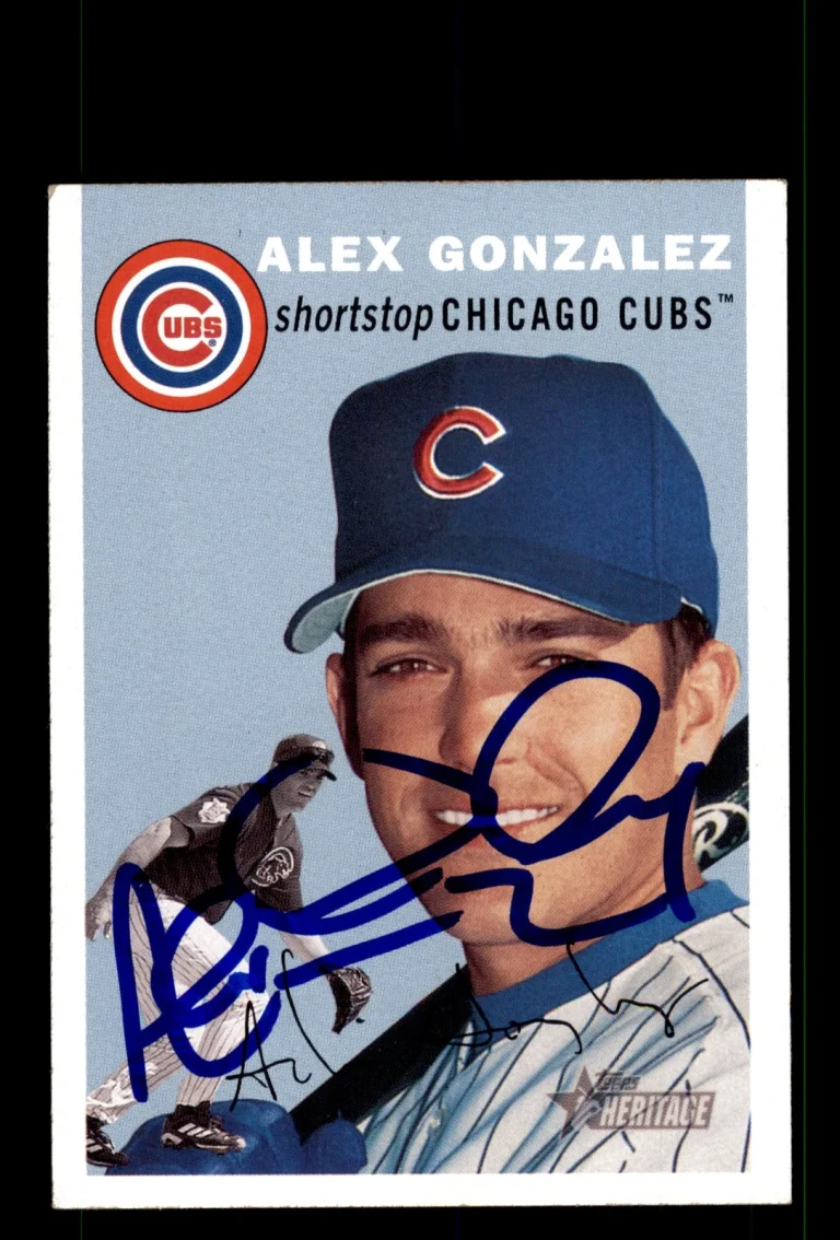 Signed Baseball Card Auto Alex Gonzalez 2003 Topps Heritage #358 Chicago Cubs