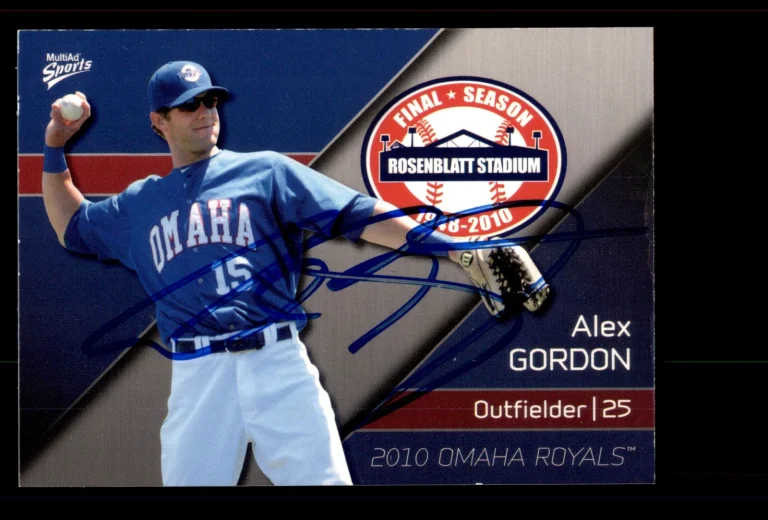 Signed Baseball Card Auto Alex Gordon 2010 MultiAd Omaha Royals #1 Omaha Royals