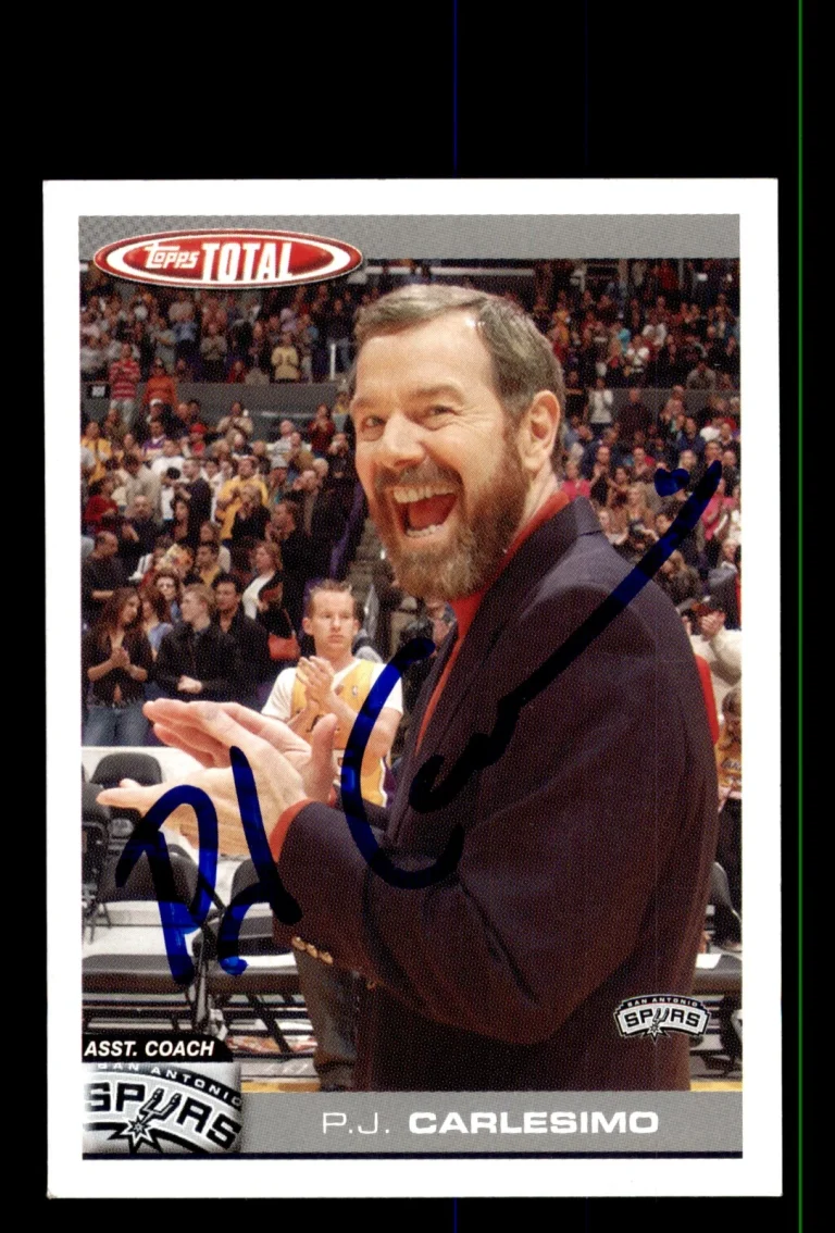 Signed Basketball Card Auto P.J. Carlesimo 2004-05 Topps Total #412 Spurs