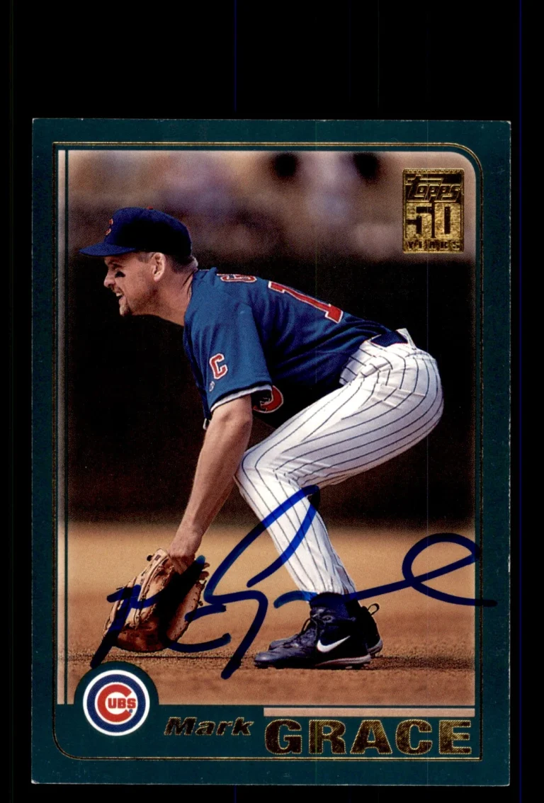 Signed Baseball Card Auto Mark Grace 2001 Topps #320 Chicago Cubs