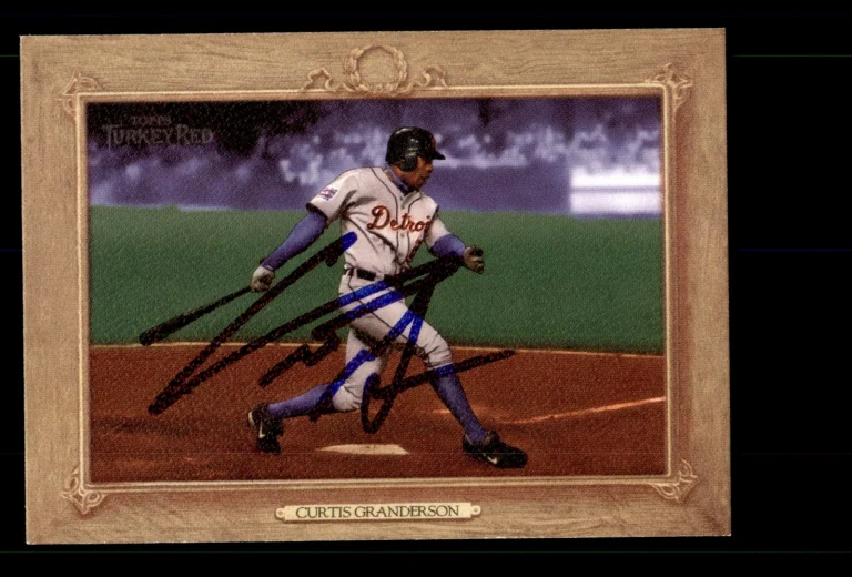 Signed Baseball Card Auto Curtis Granderson 2007 Topps Turkey Red #79 Tigers