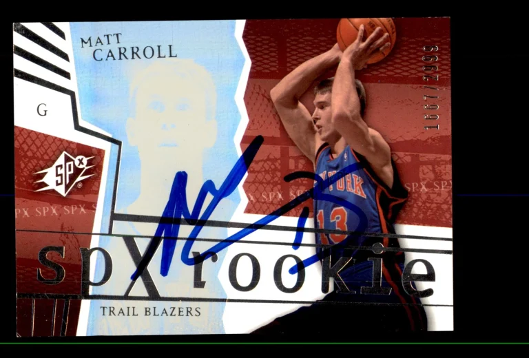 Signed Basketball Card Auto Matt Carroll 2003-04 SPx #139 Portland Trail Blazers