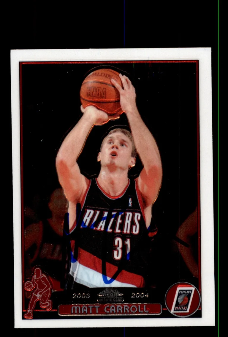 Signed Basketball Card Auto Matt Carroll 2003-04 Topps Chrome #135 Trail Blazers