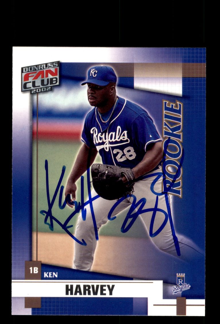Signed Baseball Card Auto Ken Harvey 2002 Donruss Fan Club #214 Royals