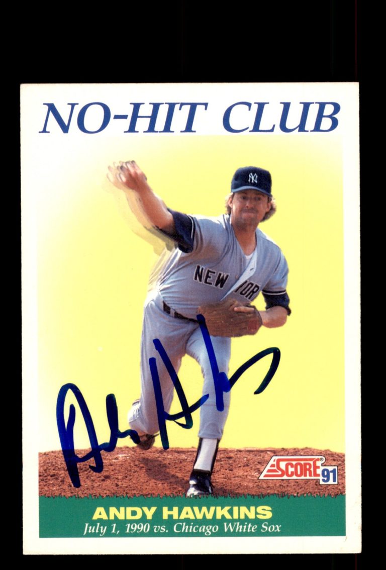 Signed Baseball Card Auto Andy Hawkins 1991 Score #704 New York Yankees