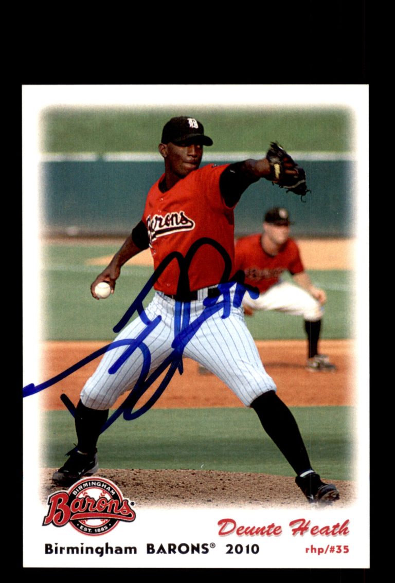 Signed Baseball Card Auto Deunte Heath 2010 Grandstand Birmingham Barons