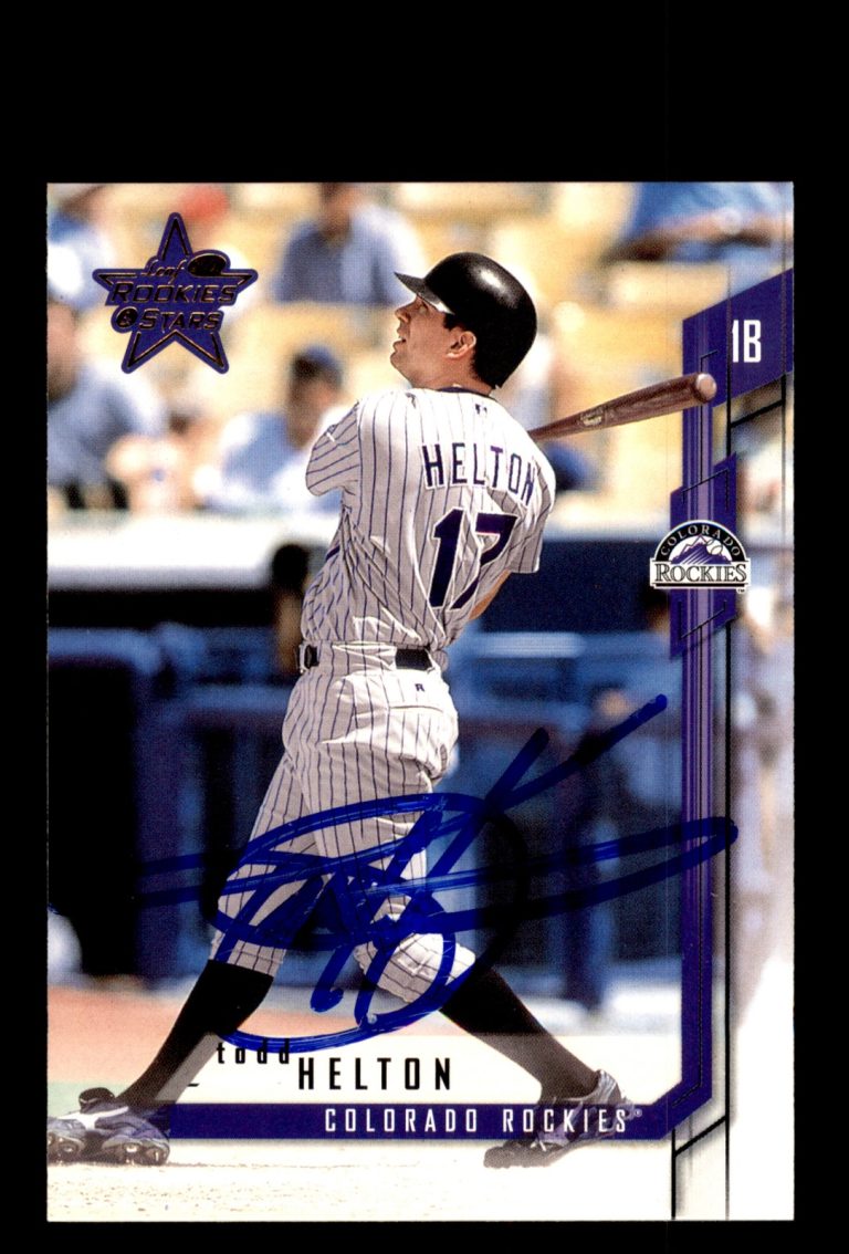 Signed Baseball Card Auto Todd Helton 2001 Leaf Rookies & Stars #17 Rockies