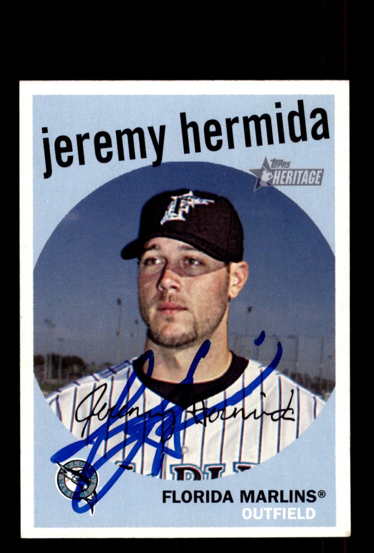 Signed Baseball Card Auto Jeremy Hermida 2008 Topps Heritage #353 Marlins