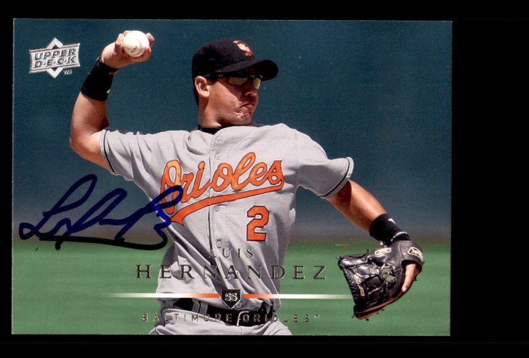 Signed Baseball Card Auto Luis Hernandez 2008 Upper Deck #427 Baltimore Orioles