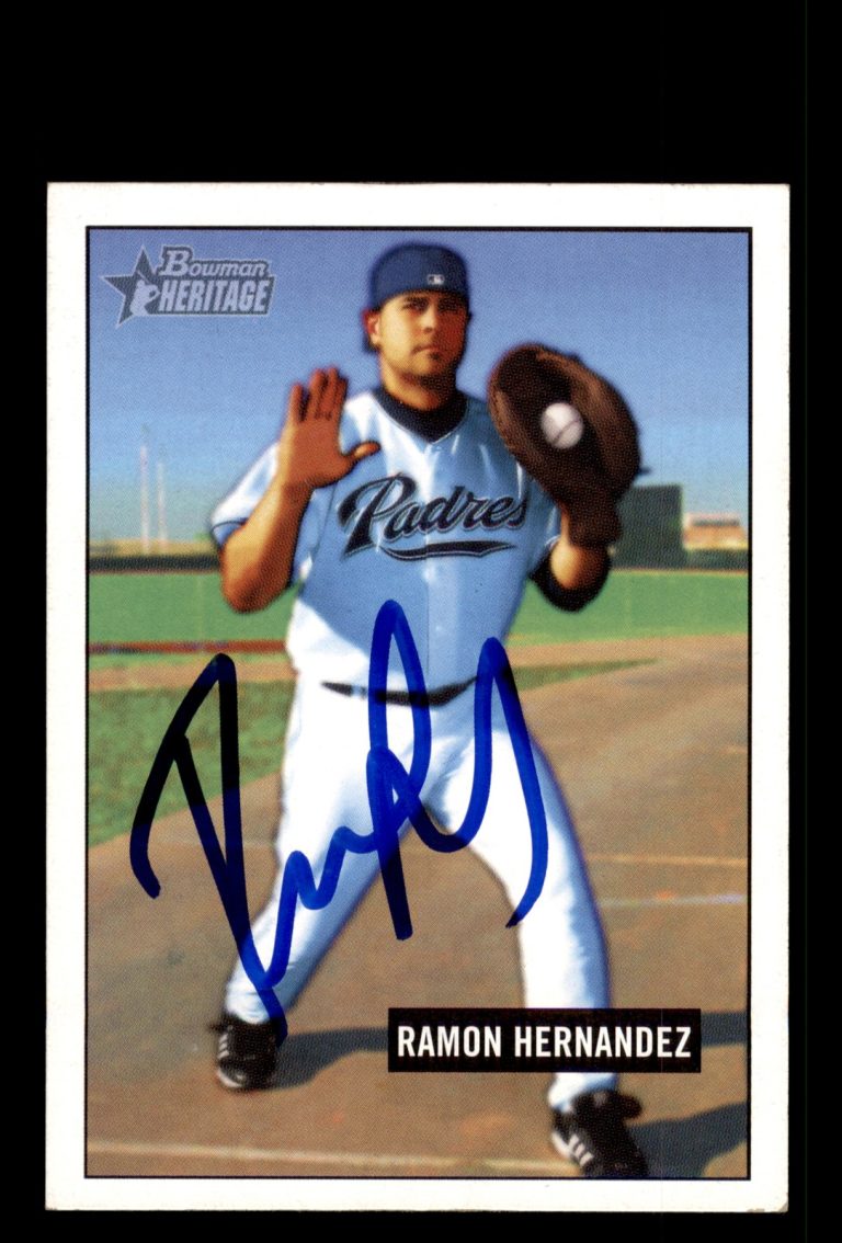 Signed Baseball Card Auto Ramon Hernandez 2005 Bowman Heritage #127 Padres