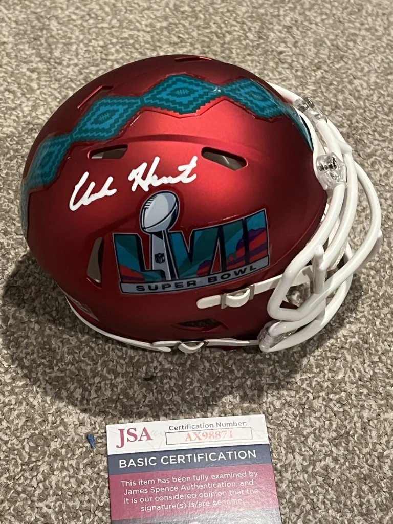OWNER CLARK HUNT SIGNED FOOTBALL MINI HELMET KC CHIEFS SUPER BOWL LVII JSA COA