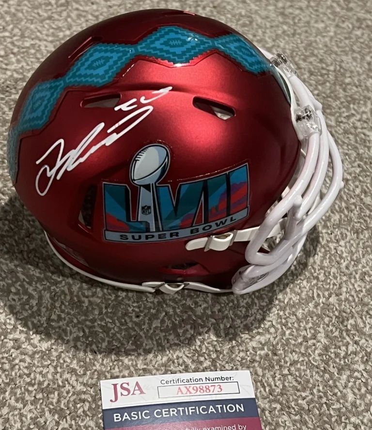 JUSTIN REID SIGNED FOOTBALL MINI HELMET AUTO KANSAS CITY CHIEFS SB 57 JSA COA