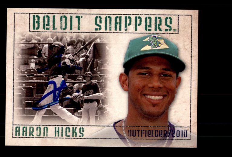 Signed Baseball Card Auto Aaron Hicks 2010 Grandstand Beloit Snappers