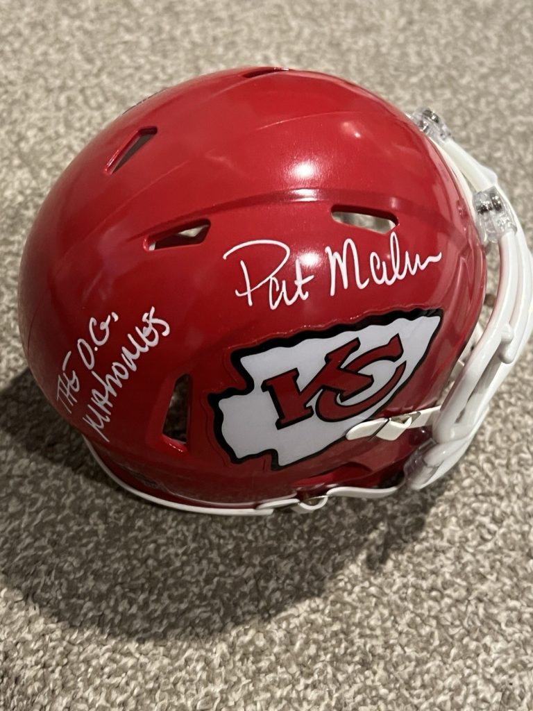 PAT MAHOMES SR SIGNED MINI HELMET KANSAS CITY CHIEFS O.G. MAHOMES AUTO JSA COA