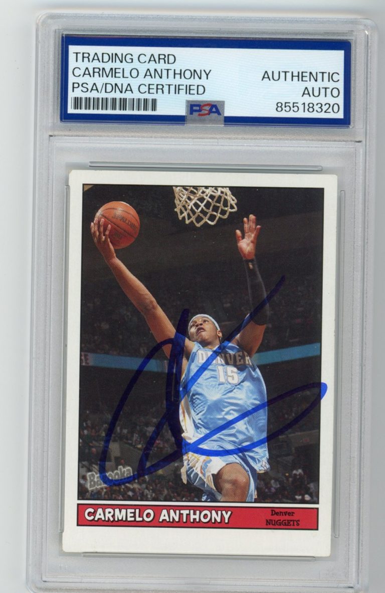 Signed Basketball Card Auto Carmelo Anthony 2005-06 Bazooka #110 Nuggets PSA/DNA