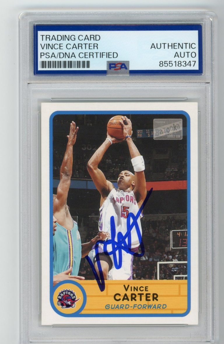 Signed Basketball Card Auto Vince Carter 2003-04 Bazooka #90 Raptors PSA/DNA
