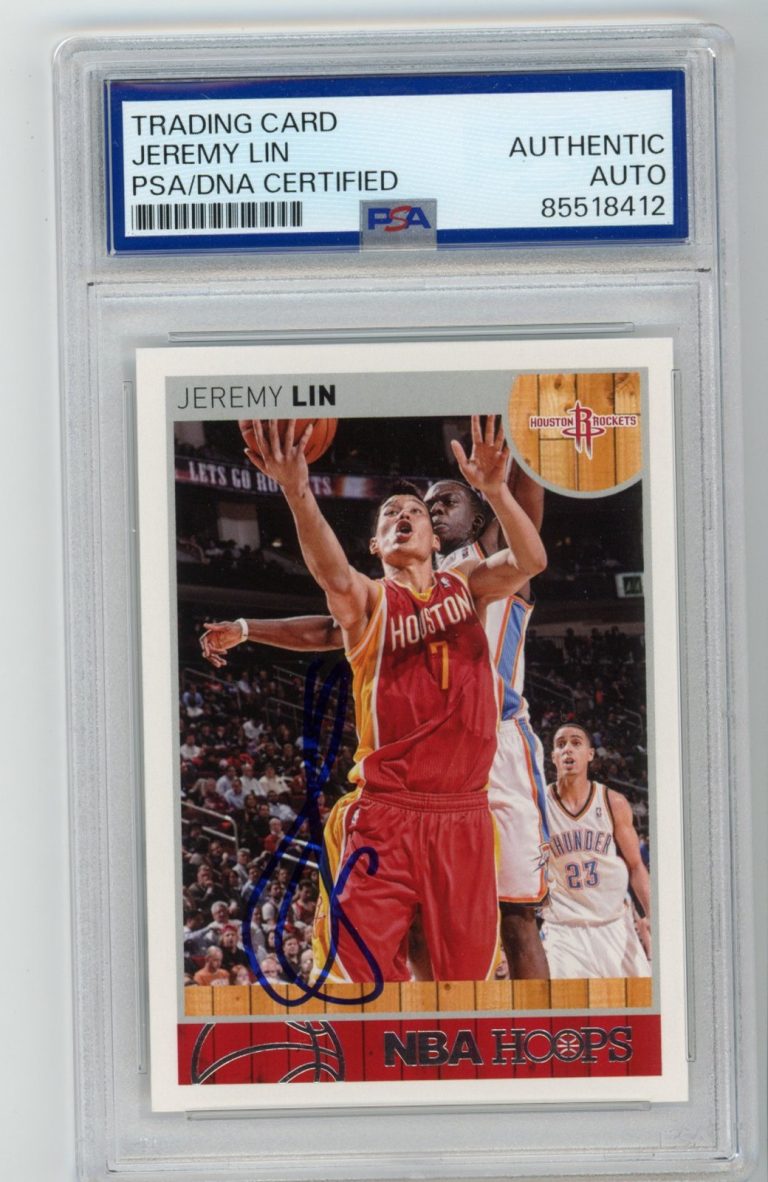 Signed Basketball Card Auto Jeremy Lin 2013-14 Hoops #89 Houston Rockets PSA/DNA