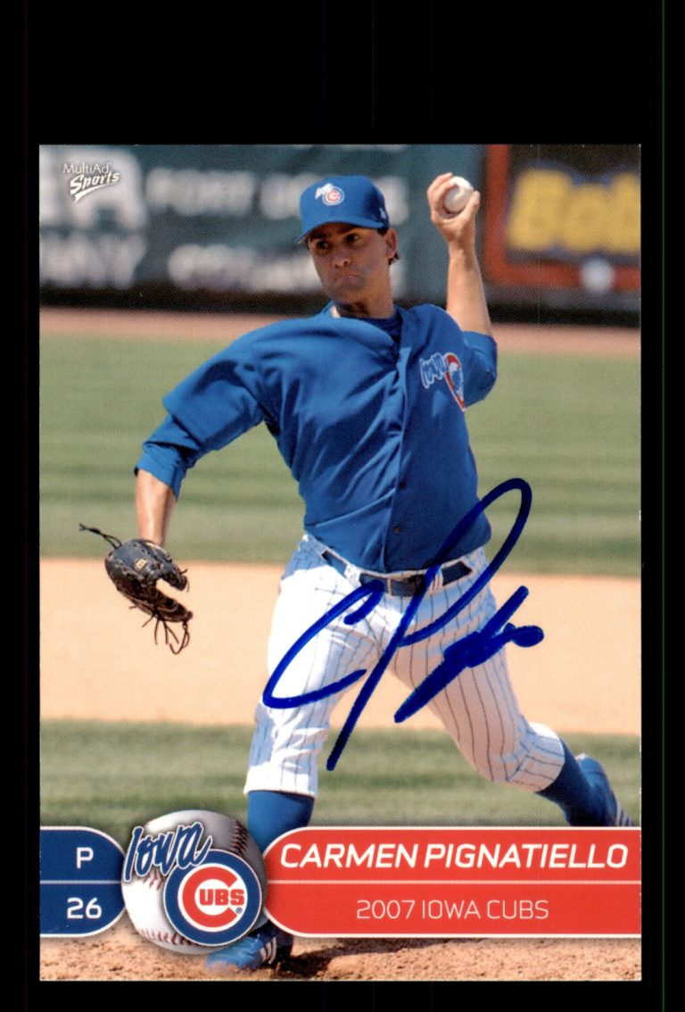 Signed Baseball Card Auto Carmen Pignatiello 2007 MultiAd Iowa Cubs