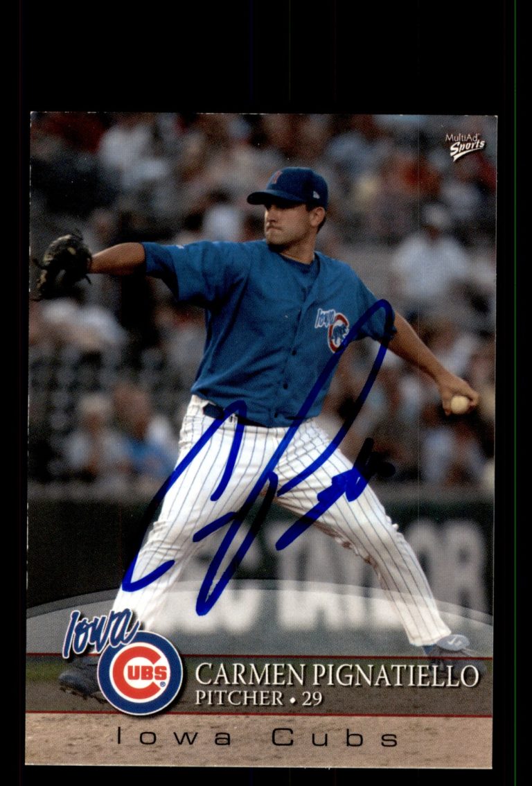 Signed Baseball Card Auto Carmen Pignatiello 2008 MultiAd Iowa Cubs