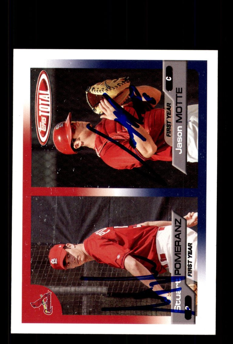 Signed Baseball Card Auto Stuart Pomeranz Jason Motte 2005 Topps Total Cardinals