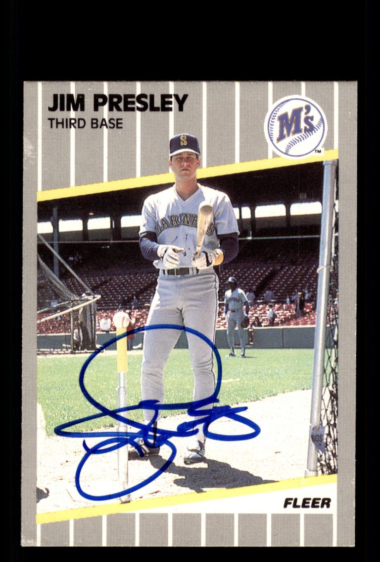 Signed Baseball Card Auto Jim Presley 1989 Fleer #555 Seattle Mariners