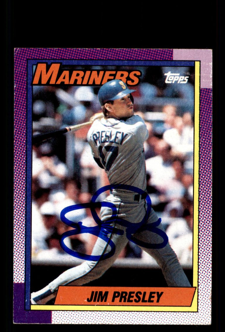 Signed Baseball Card Auto Jim Presley 1990 Topps #346 Seattle Mariners