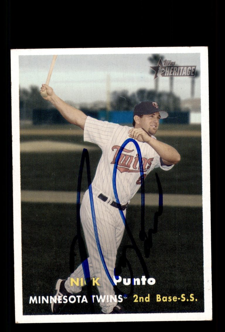 Signed Baseball Card Auto Nick Punto 2006 Topps Heritage #467 Minnesota Twins