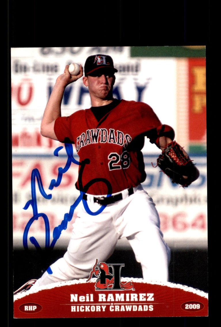 Signed Baseball Card Auto Neil Ramirez 2009 Grandstand Hickory Crawdads