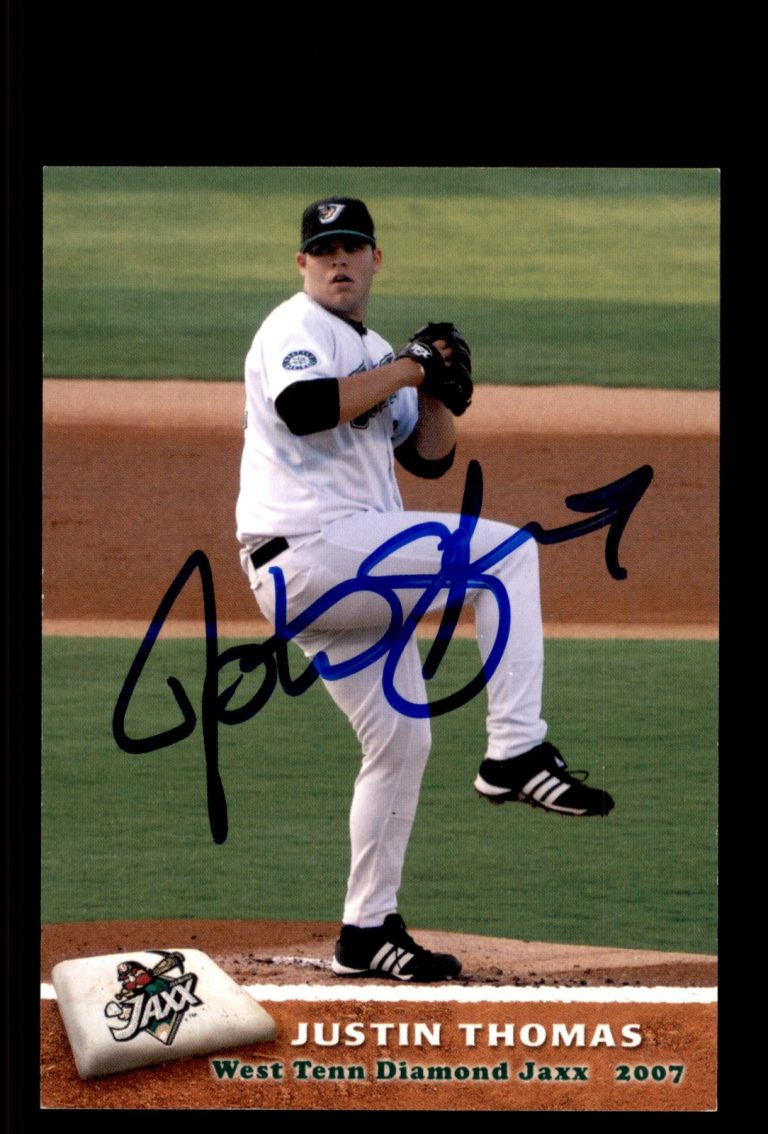 Signed Baseball Card Auto Justin Thomas 2007 Grandstand West Tenn Diamond Jaxx