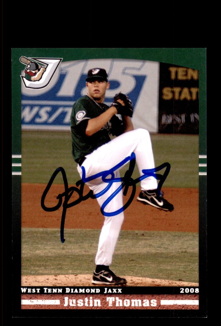 Signed Baseball Card Auto Justin Thomas 2008 Grandstand West Tenn Diamond Jaxx