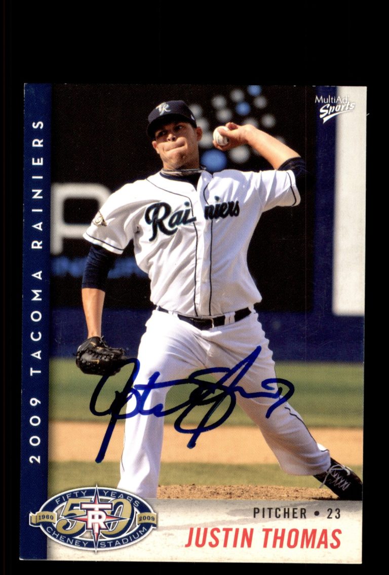 Signed Baseball Card Auto Justin Thomas 2009 MultiAd Tacoma Rainiers