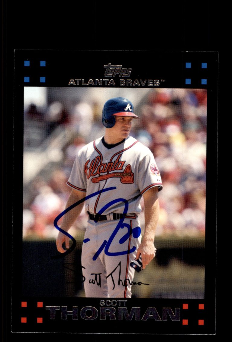 Signed Baseball Card Auto Scott Thorman 2007 Topps #582 Atlanta Braves
