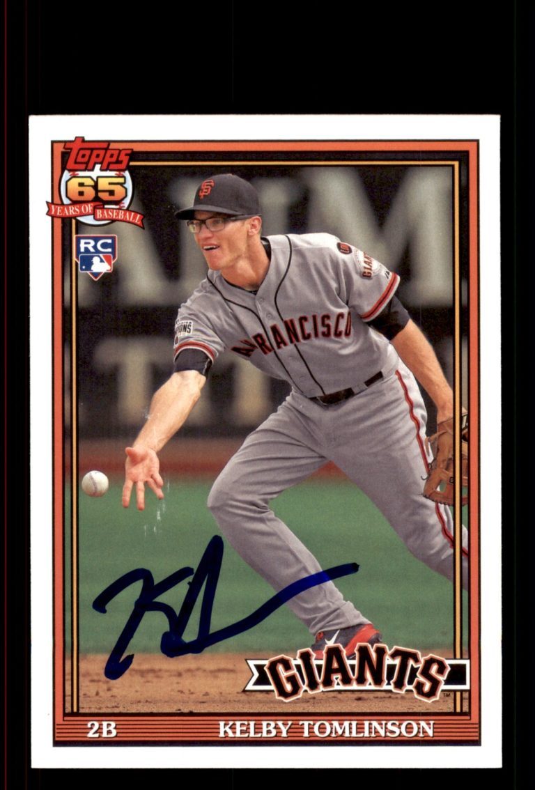 Signed Baseball Card Auto Kelby Tomlinson 2016 Topps Archives #219 Giants