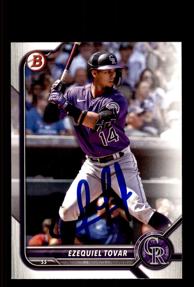 Signed Baseball Card Auto Ezequiel Tovar 2022 Bowman Draft #BD-83 Rockies