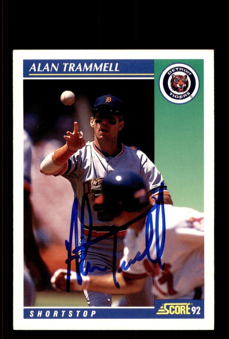 Signed Baseball Card Auto Alan Trammell 1992 Score #515 Detroit Tigers