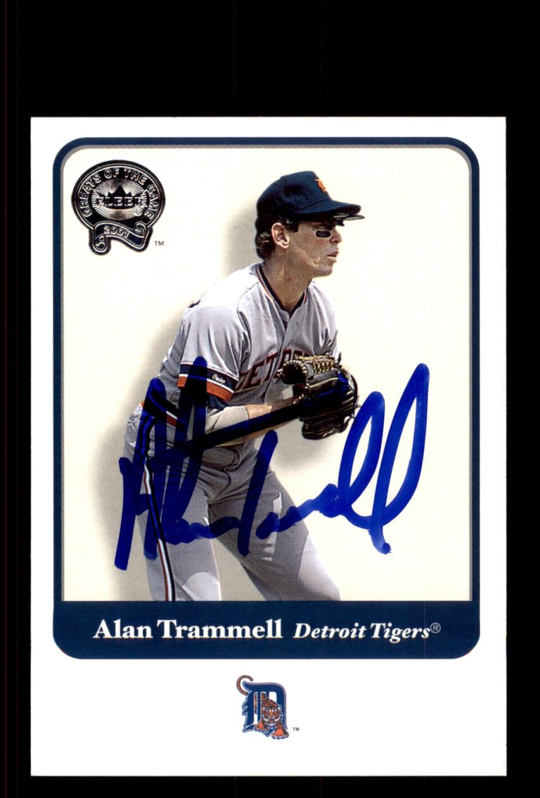 Signed Baseball Card Auto Alan Trammell 2001 Fleer Greats of the Game #28 Tigers