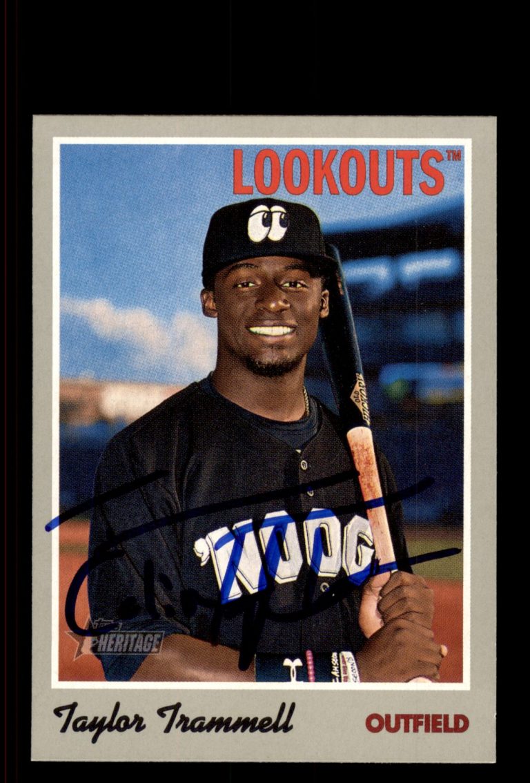 Signed Baseball Card Auto Taylor Trammell 2019 Topps Heritage Minor League #92